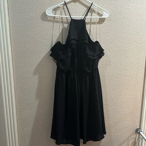 Black ruffle halter dress